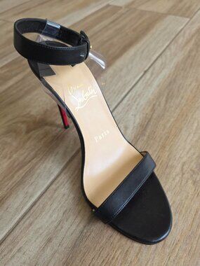 Christian Louboutin Jonatina Black Leather Sandals Strappy Eur. 37
